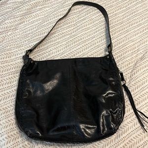 EUC Hobo International Black Leather Whipstitch Shoulder Purse
